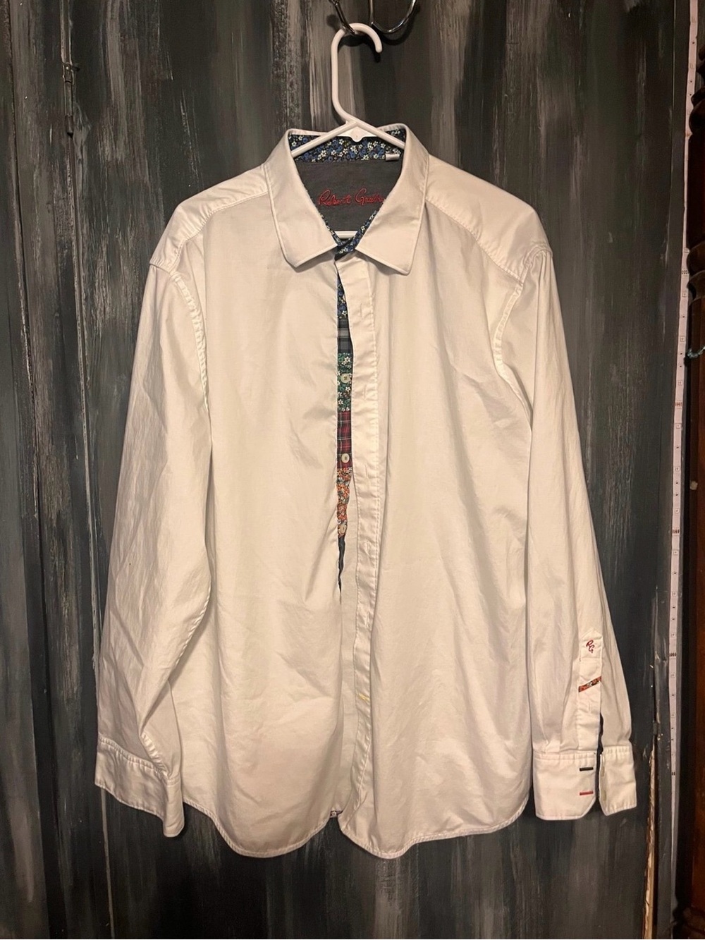 Robert Graham White Dress Shirt with Multicolor Trim Accents